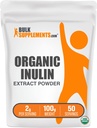 BulkSupplements.com Organic Inulin Extract Powder - Faserergänzung, Kräuterergänzung - Inulin Powder Organic, Glutenfrei - 2g pro Servierung, 100g (3,5 oz) (Pack von 1)