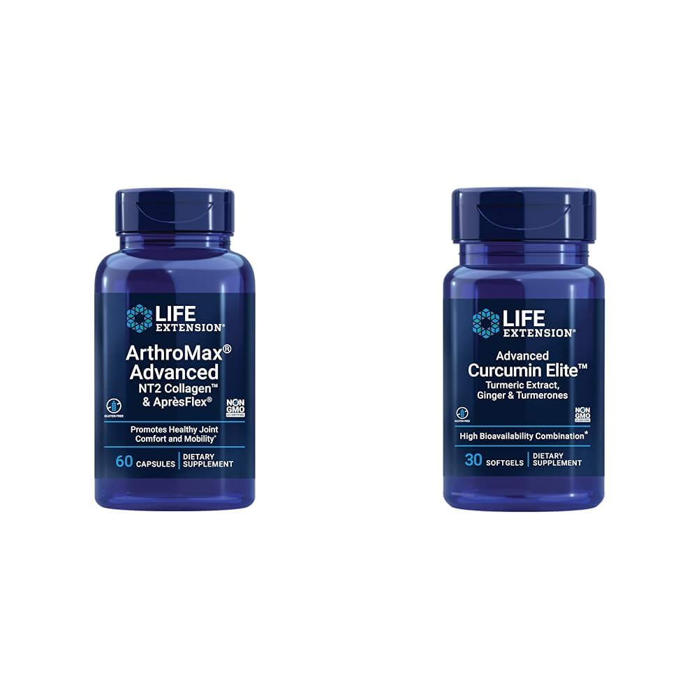 Life Extension ArthroMax Advanced Joint Health Supplement mit Collagen, Glucosamine & Curcumin Elite Turmeric, 60 Kapseln & 30 Softgels