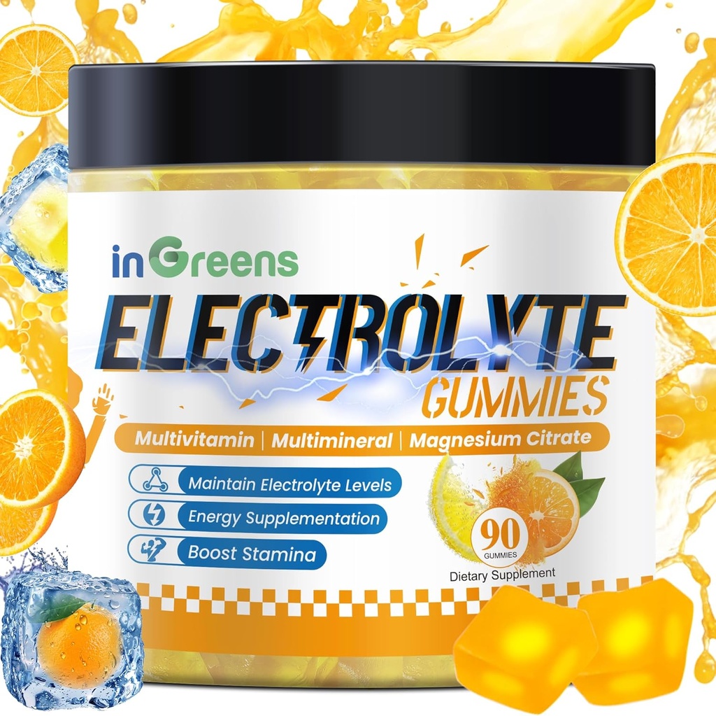 Natürliche Elektrolyt-Gummien mit 6 essentiellen Elektrolyten - Inklusive Vitamine, Magnesium, Elektrolyte, für Läufer, Endurance Sports, Hydration Electrolyte Chews - 90 Gummis