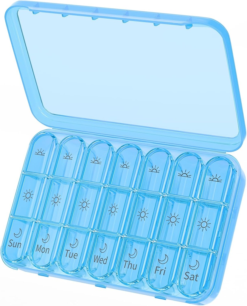 Daviky Weekly Pill Organizer 3 Mal pro Tag, Große 7 Tage Pille Box 3X pro Tag mit separatem Container, tragbare Reise Pille Fall für Medikamente, Vitamine, Fischöl und Ergänzungen
