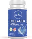 Collagen + Vitamin C + Hyaluronsäure | Hydrolisiertes Peptid | Speziell formuliert für Frauen | Typ I, II und III | 60 Kapseln