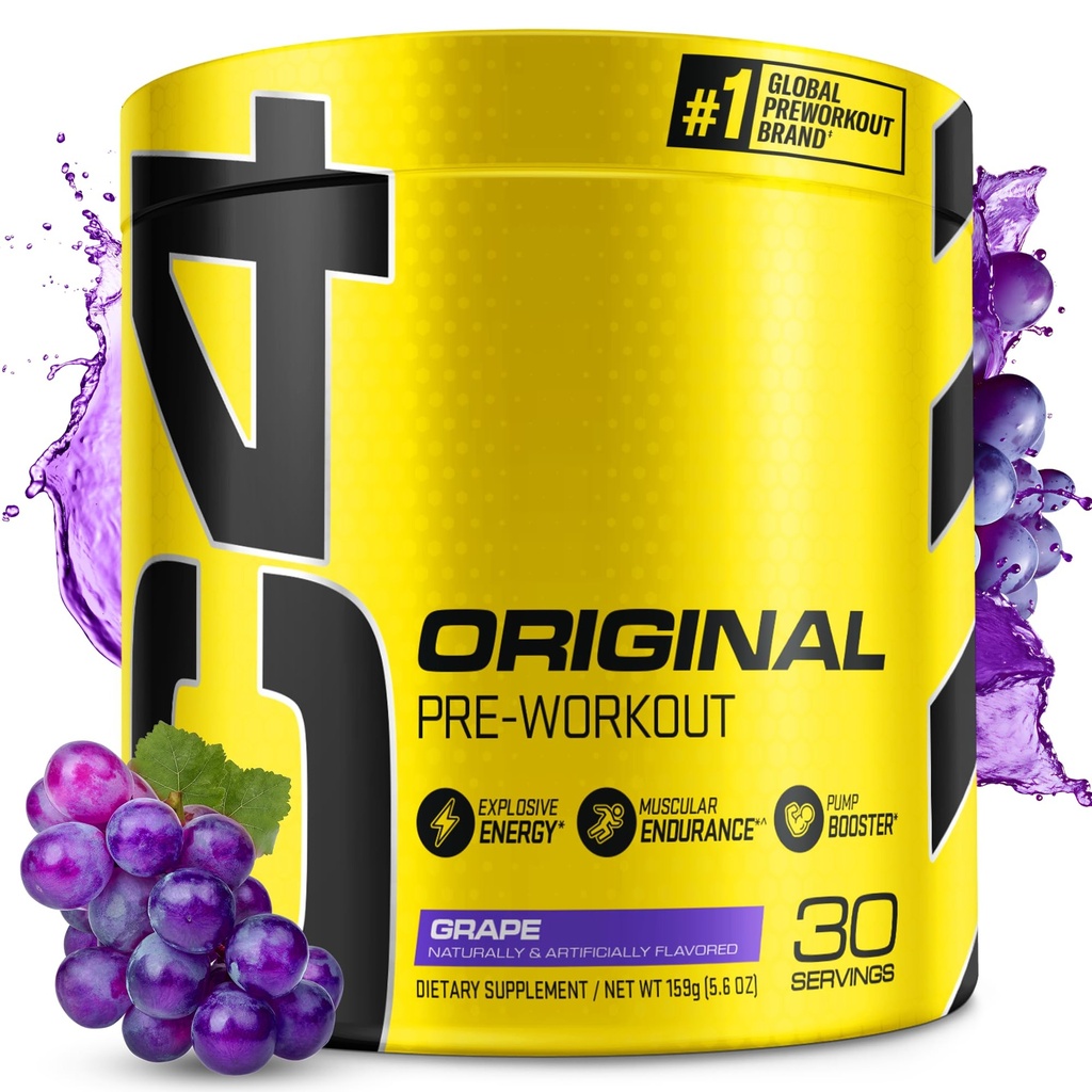 C4 Original Pre-Workout Powder For Endurance, Focus & Performance with 150mg Caffeine, Beta-Alanine, Creatine, Sugar Free Pre-Workout for Men & Women, 30 Servings, Grape