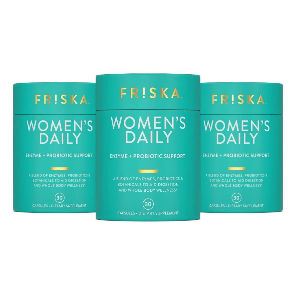 FRISKA Women’s Daily Digestive Enzyme and Probiotics Supplement, Advanced Natural Support for Female Digestive Health, Fights Bloating, Eases Digestion, Unterstützt Nährstoffabsorption, 90 Kapseln