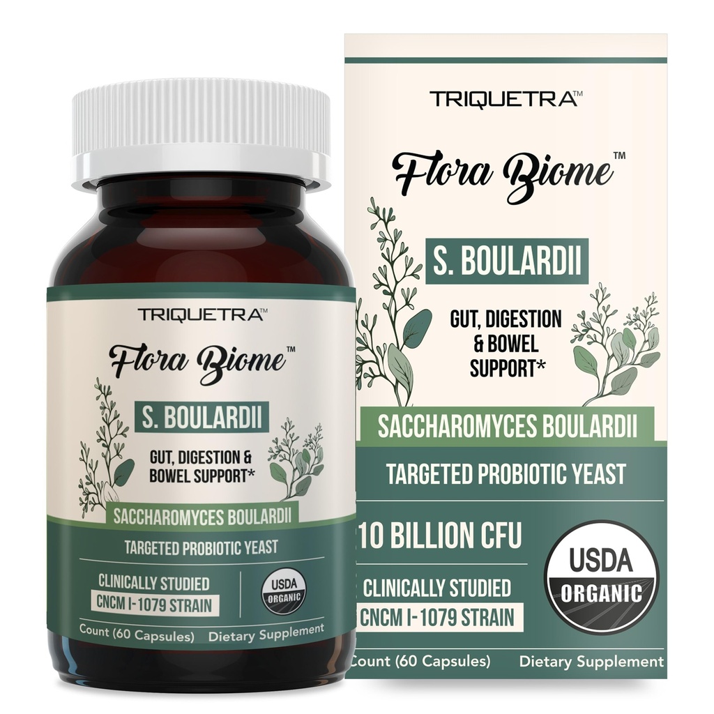 Bio Saccharomyces Boulardii - 10 Billion CFU - Klinisch validierte CNCM I-1079 Probiotische Strain - Gut, Verdauung & Gesunde Bowel Unterstützung - Erste organische Form von S. Boulardii Probiotic - 60 Count