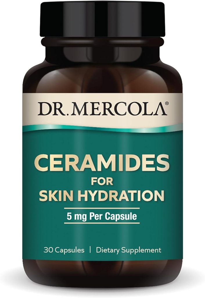 Dr. Mercola Ceramide für Haut Hydration, 30 Servierungen (30 Kapseln), 5 mg pro Kapsel, Nahrungsergänzung, fördert Haut Aussehen, Nicht-GVO