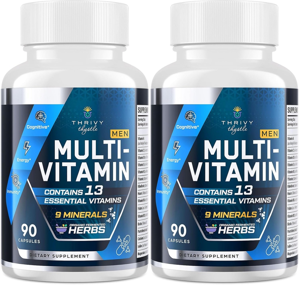 Men Multivitamines 50 Plus - Daily Multivitamin für Männer mit fermentierten Kräuterextrakten & 43 Nährstoffe - Mens Vitamine unterstützt Gedächtnis & Gehirn, Energie, Knochengesundheit (2 Pack)
