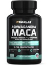 Ashwagandha 5.000mg + Maca Root Schwarz, Rot, Gelb 4.000mg, Rhodiola & L-Theanin: 30:1 Extrakt Ashwagandha Kapseln, 20:1 Extrakt Maca Root Kapseln - Beilage für Männer und Frauen