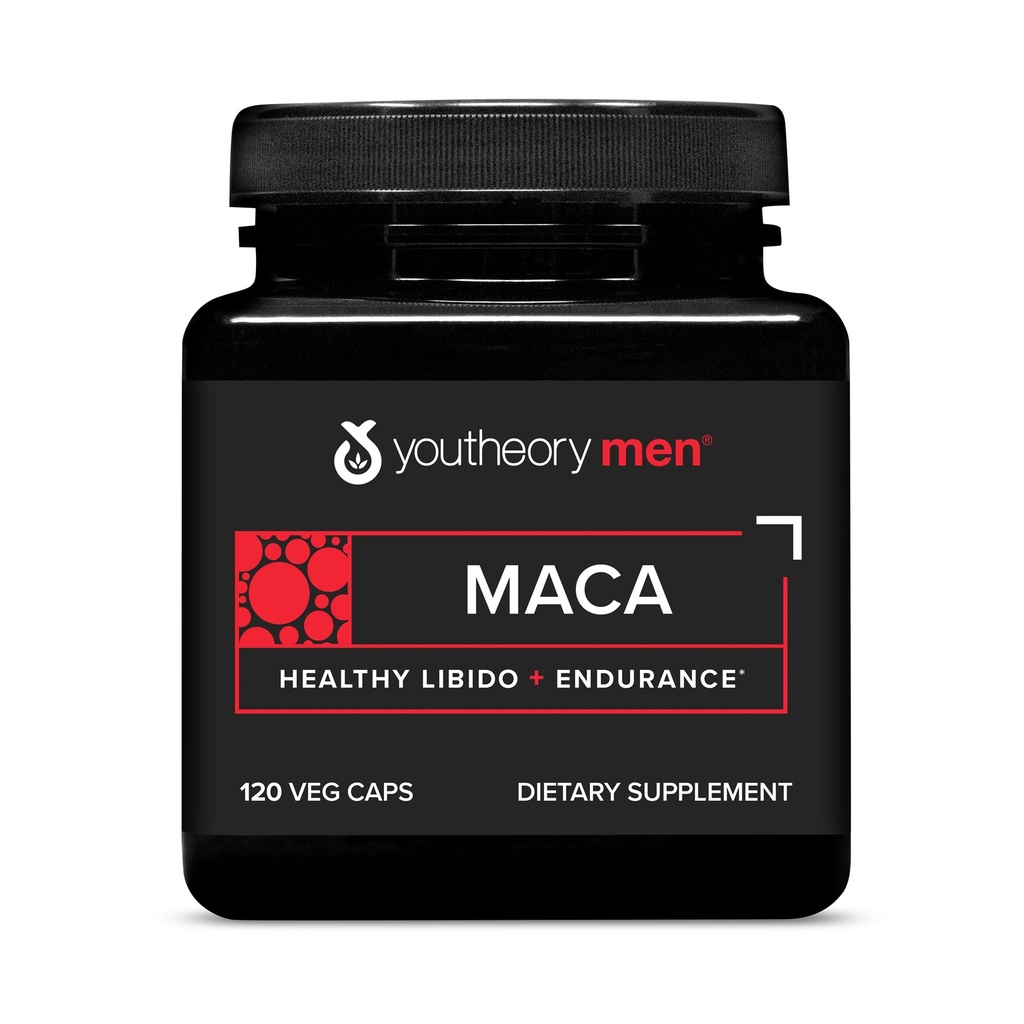 Youtheory Men's Maca - Vegan Maca Supplement für Herren - Unterstützt Energie, Stamina & Endurance* - Dairy, Soy & Gluten Free - 120 Gemüsekapseln
