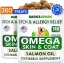BARK&SPARK (Pack mit 2 Omega 3 für Hunde - 360 Fish Oil Chews for Dog Shedding, Skin Allergy, Itch Relief, Hot Spots Behandlung - Joint Health - Skin & Coat Supplement - EPA&DHA Fettsäuren