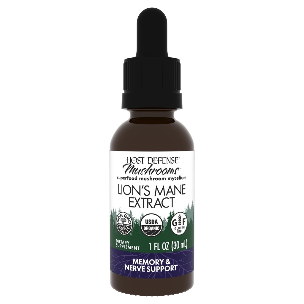 Host Defense Mushrooms Lion's Mane Extract - Lion's Mane Liquid Supplement for Brain Health - Mushroom Support for Focus & Memory Function - Immune & Nervous System Support - 1 fl oz (30 Servierungen)*