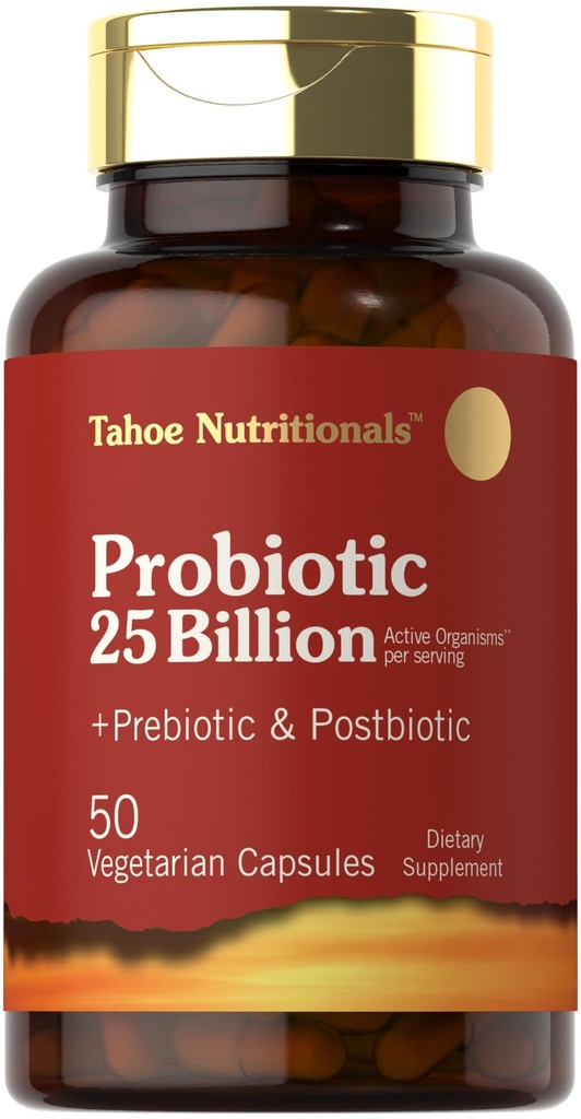 Tahoe Nutritionals Prebiotic, Probiotic & Postbiotic | 25 Billion CFU | 50 Pulver Pillen | Männer und Frauen Verdauungsgesundheit | Vegetarische und Non-GMO Ergänzung