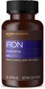 Elemente Eisen 18mg Kapseln, Unterstützt Rote Blutzellenproduktion, Vegan, 195 Zähler, 6 Monat Versorgung (Verpackung kann variieren)