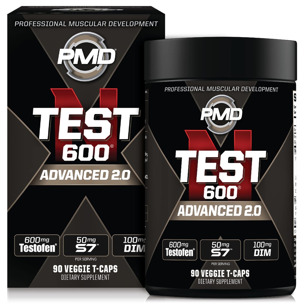 PMD Sports N-Test 600 Advanced Nitric Oxid Booster für Herren - mit klinisch untersuchtem Testofen - Lean Muscle and Strength Gains mit Estrogen Suppression (90 Veggie -Caps)