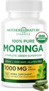 Mutter Natur Bios Moringa Kapseln – Bio Moringa Blatt Pulver, Single Origin, Energie & Immun Unterstützung, Stoffwechsel, Fokus, Vitamin C – Vegan, 500mg, 120 Kapseln