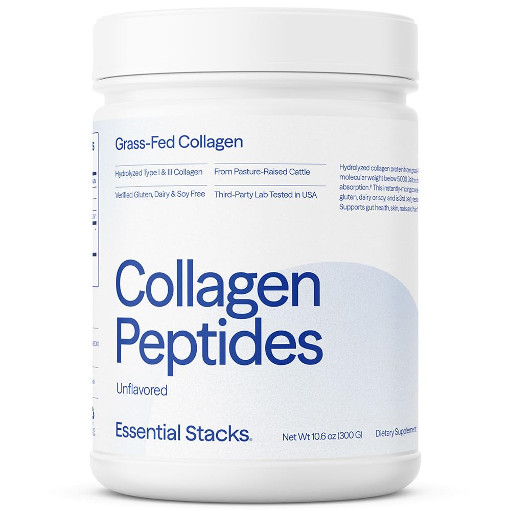 Essential Stacks Collagen Peptides Powder (von Grass Fed American Cattle) - Gluten, Dairy & Soy Free - Unflavored Hydrolyzed Collagen Supplement (10.6 oz)