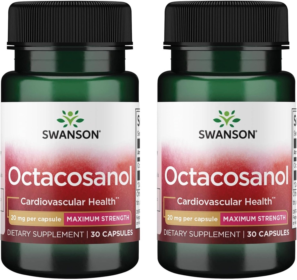 Swanson Maximum-Strength Octacosanol 20 Milligramme 30 Kapseln (2 Packung)