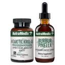 NutraMedix Brain Support Bundle - Inklusive Artic Krill Oil Softgels und Burbur Pinella Flüssigkeitstropfen für kognitive Gesundheit, Detox und Gehirnunterstützung - 2-teilige Ergänzung Set für kognitive Unterstützung