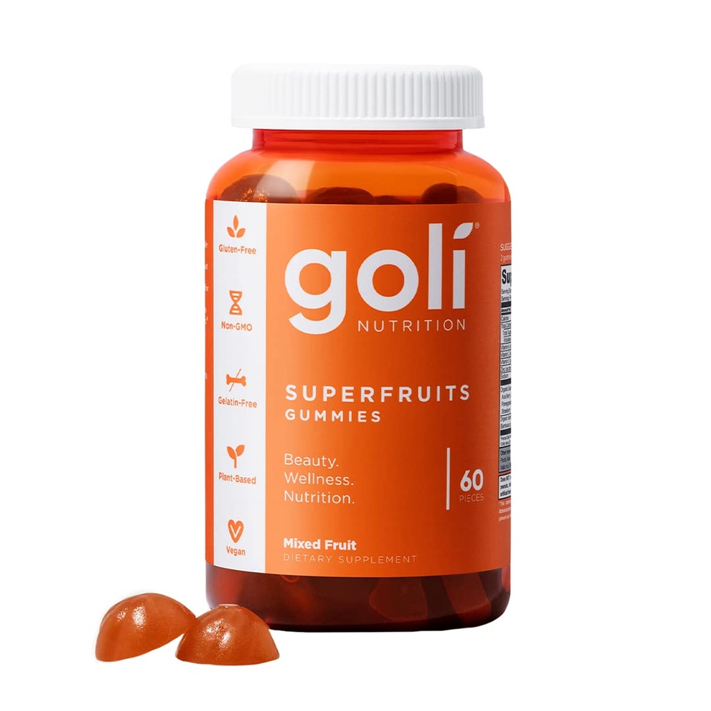 Goli Nahrungsergänzungsmittel, SuperFruits Beauty Gummy Vitamin - 60 Count - Collagen-Promoting Zutaten - Gemischte Frucht, Vegan, Pflanzen-basiert, Non-GMO, Gluten-Free & Gelatin Free