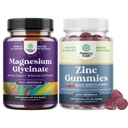 Bundle of Pure Magnesium Glycinate 400mg Pro Serviving for Mood Sleep and Relaxation 240ct and Extra Strength Zinc Gummies for Adults - Immunität Gummies für Erwachsene