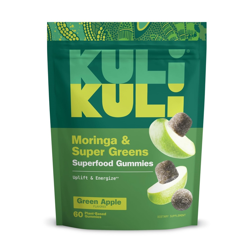 Kuli Kuli Super Energy Gummis - Energie-Ergänzungen mit Moringa, Koffeinfreie natürliche Energie Booster - 60 Nicht-GVO, Glutenfreie Moringa Gummis