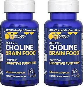 Acetylcholin Brain Food - Acetyl L-Carnitin & Alpha GPC Supplement - Unterstützt Produktion von Acetylcholin - Neurotransmitter Supplement für kognitive Funktion - 120 Kapseln