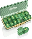 Pill Organizer 2 Mal A Day, 7 Tage Am Pm Pille Box - Acedada Wöchentliche Pille Organizer mit separatem Container, Portable Daily Medicine Planner Dispenser Case für Vitamin, Fischöle, Beilagen, Grün