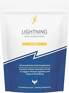 Lightning Daily Multivitamin Supplement - Vitamine und Mineralstoffe für Psychische Funktion, Energieunterstützung und physisches Wohlbefinden - Direct-to-Mouth, 30 Sticks - Banana