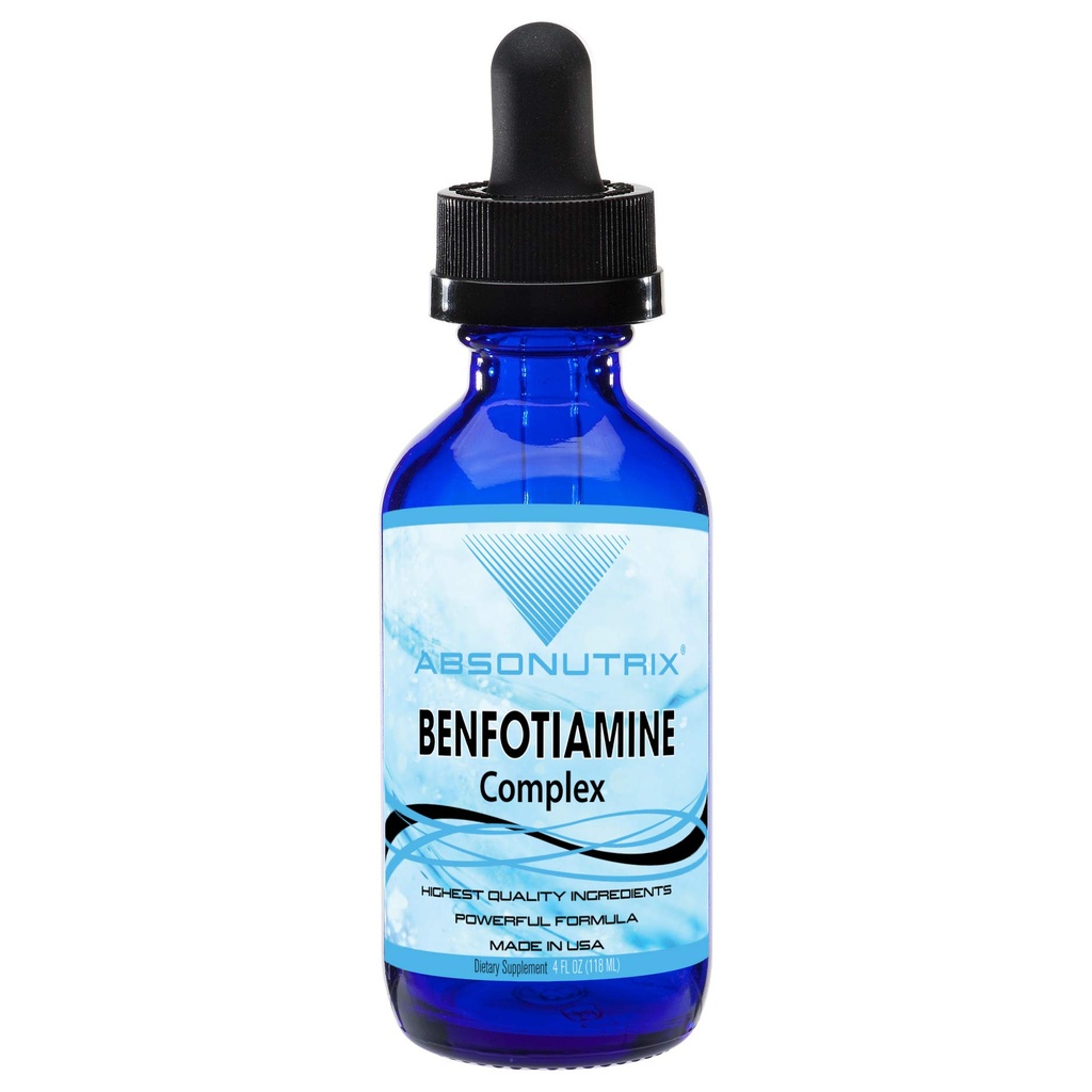 Absonutrix Benfotiamine Complex 300 mg, 4 Fl Oz Bottle, 200 Servierungen, hohe Bioverfügbarkeit, Potent Ingredients, schnelle Absorption, Cruelty-Free, Non-GMO, Third-Party Tested, GMP-Certified, Made in USA
