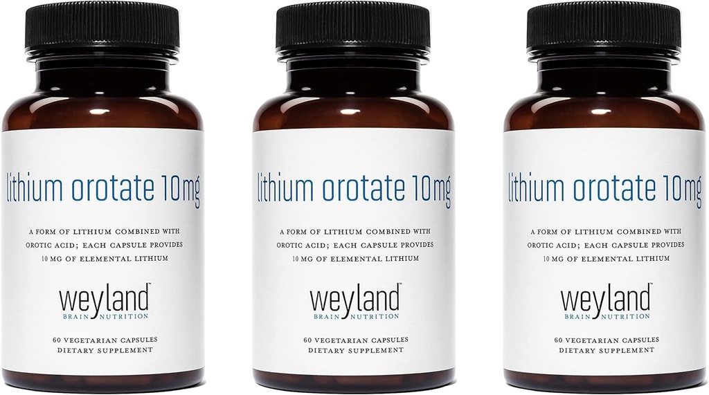 Lithium Orotate 10mg (3 Flaschen), 180 vegetarische Kapseln