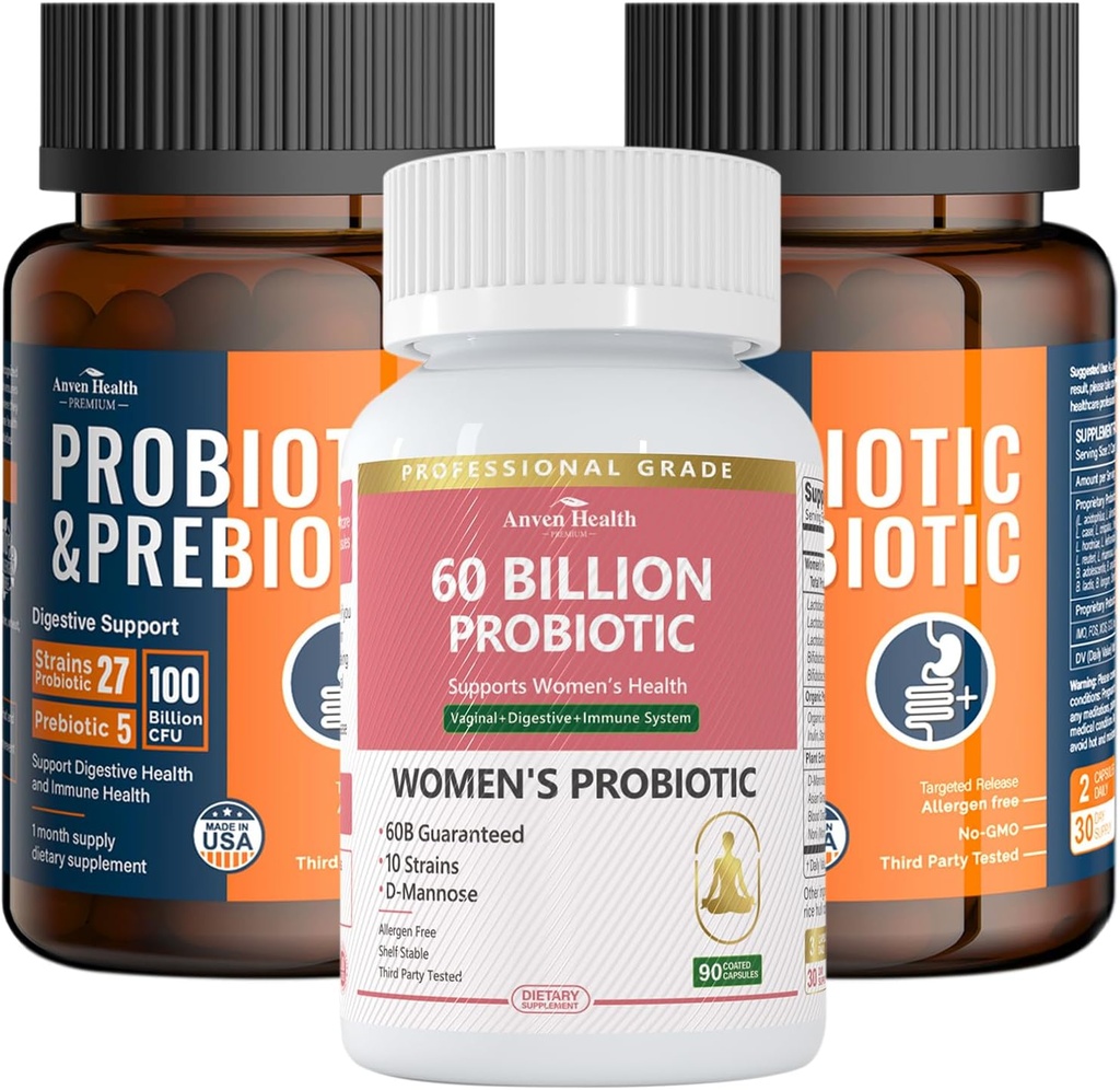 Komplettes Gut & Digestive Health Bundle für die ganze Familie: 100 Milliarden Probiotika + Frauen Probiotika