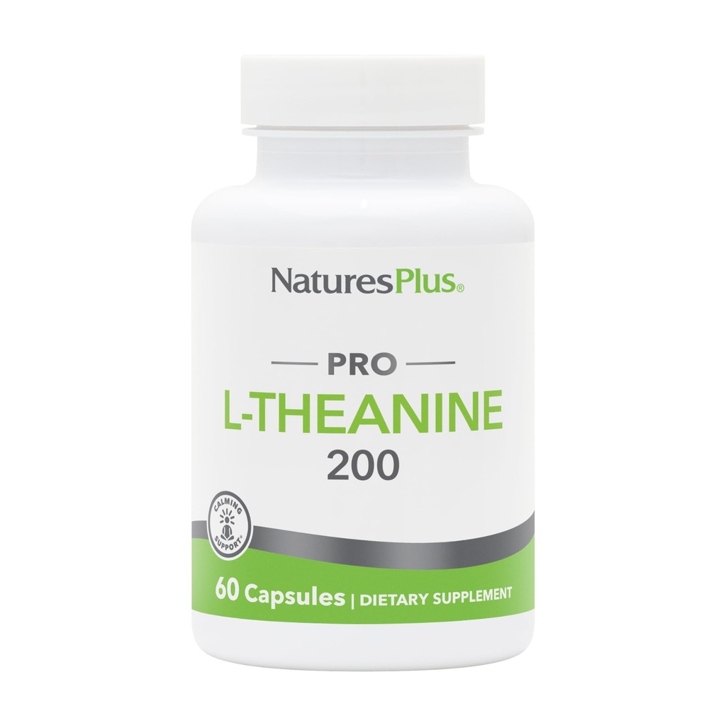 Natures Plus PRO L-Theanine - 60 Kapseln - Unterstützt ruhige Alertness, Gesunde Erholung & Verbesserte Erholung - Non-GMO, Vegan & Glutenfrei - 60 Servierungen