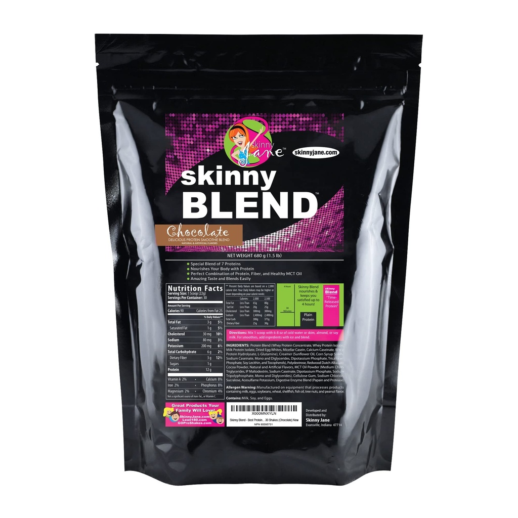 Skinny Blend - Best Tasting High Protein Shake für Damen - Zufriedenheit Low Carb Meal Ersatz - Keto-Friendly Frühstück oder Snack - Gesunde Smoothie - 30 Delicious Shakes - Schokolade
