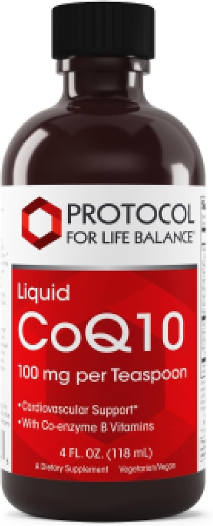 PROTOKOLL FÜR LEBEN BALANCE Liquid CoQ10 - für Herzgesundheit - Antioxidantien Nahrungsergänzungsmittel - mit Vitamin B6 & B12 - NAD & D-Ribose - Energieproduktion - 4 fl oz