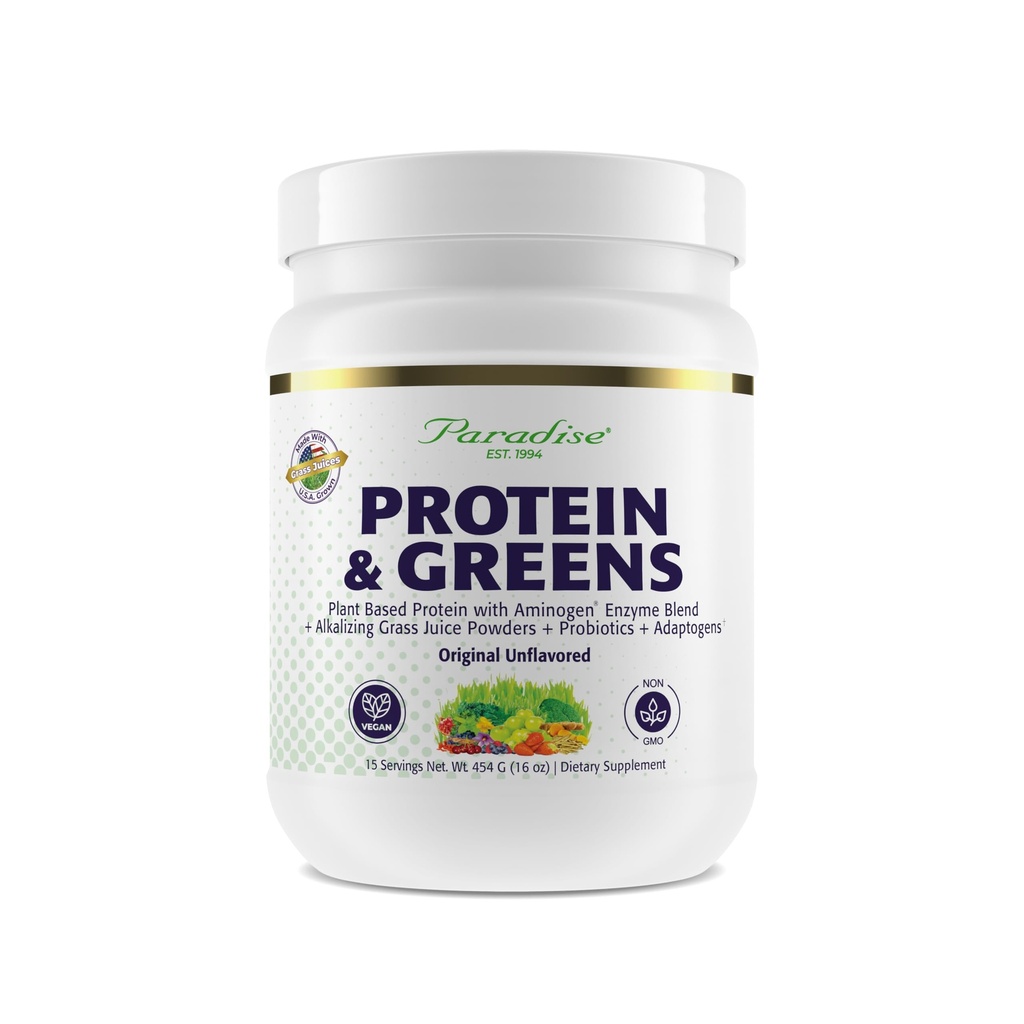Paradise Herbs ORAC Energy Protein & Greens Powder, Antioxidans Leistung von 24 Portionen von Früchten & Gemüse in 1 Scoop + 20g Protein, Unflavored, 15 Portionen