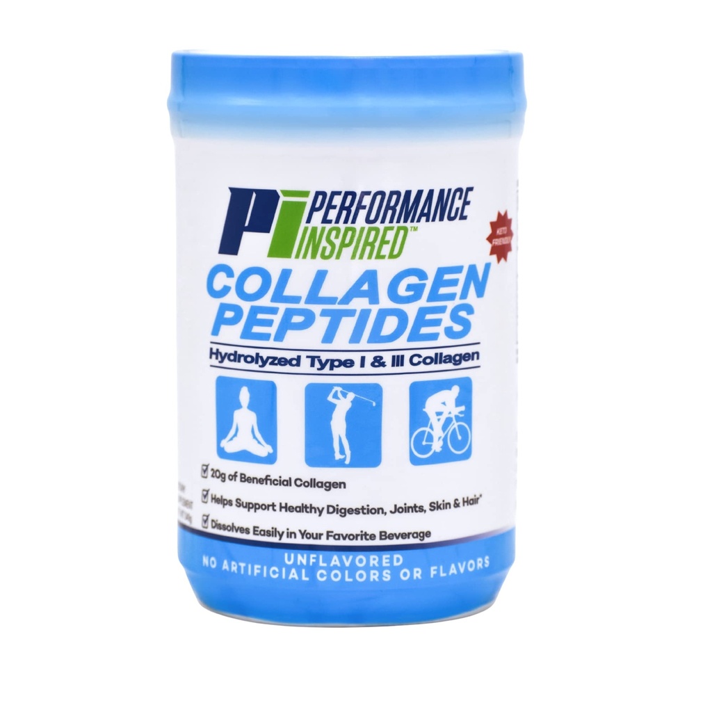 PERFORMANCE INSPIRED Nutrition Hydrolysed Collagen Peptides Powder – 18g Protein – Typ I & III Collagen – Gelenk, Haut, Nägel & Digestive Unterstützung – All Natural – Unflavored