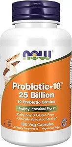 JETZT Lebensmittel, Probiotic-10TM, 25 Billion, mit 10 Probiotic Strains, Dairy, Soy und Gluten frei, Strain Verified, 180 Veg Capsules
