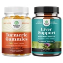 Bundle Turmeric Curcumin Immune Support Gummis und Leberreiniger Detox & Repair Formula - Gemeinsame Unterstützung und Fortgeschrittene Hautpflege - mit Milk Thistle Dandelion Root Turmeric and Artichoke Extract