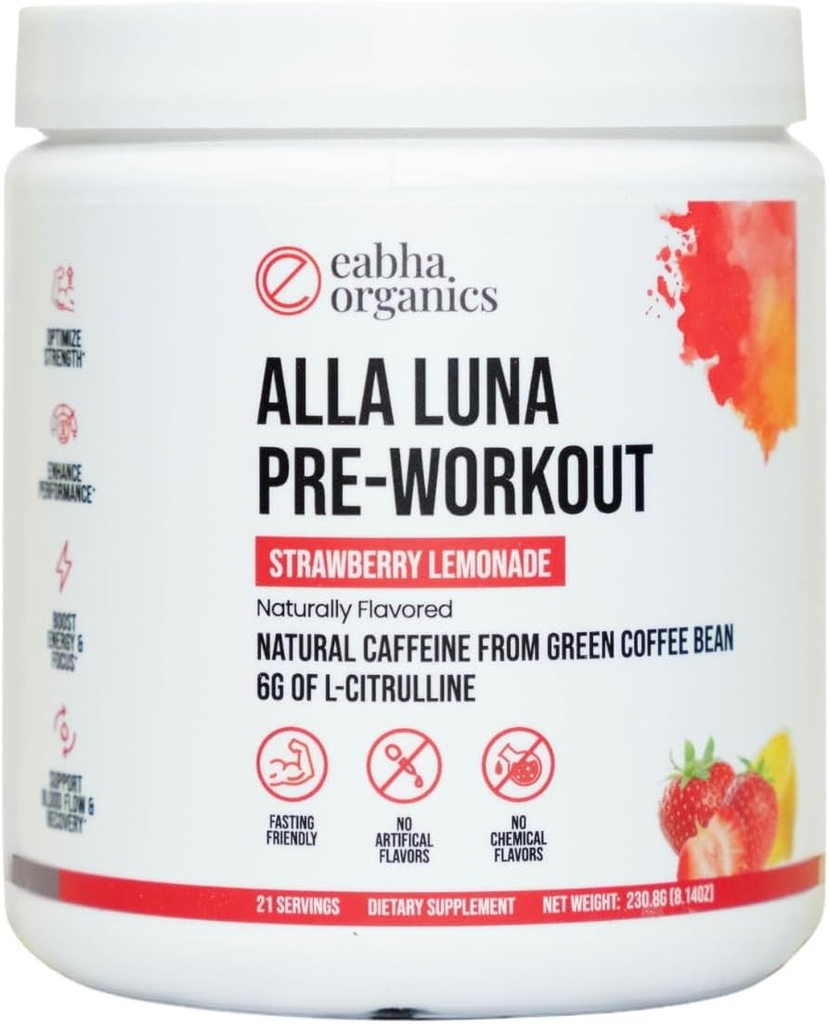 Alla Luna Pre-Workout - Erdbeer-Lemonade - Energie, Fokus und Stamina zu unterstützen - Blutfluss für eine bessere Pumpe zu erhöhen - 21-Day Supply - 1 Scoop pro Servieren