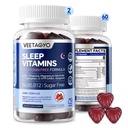 Melatonin Free 5-HTP GABA Supplement Gummi für Erwachsene & Kinder 12+ mit L-Theanin, Magnesium Glycinate, L-Tryptophan, Apigenin - Zuckerfrei, Erdbeeren-Flaschen, Vegan, 120 Count