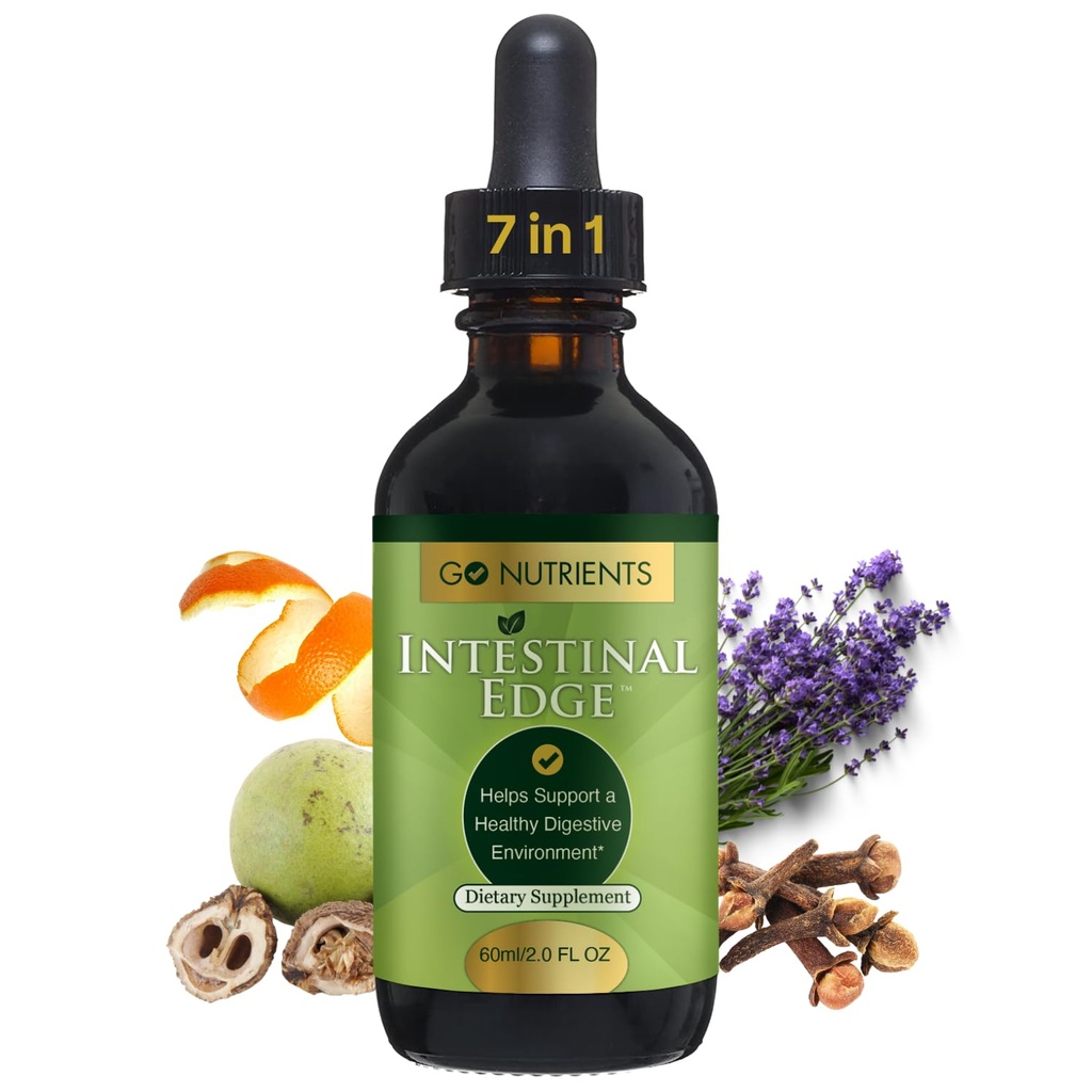 Go Nutrients Intestinal Edge – Gut Cleanse for Humans with Wormwood, Black Walnut, Clove - Detox Liquid for Women, Men, Children & Adults - Organic Herbal Support for Digestion & Wellness – 2oz