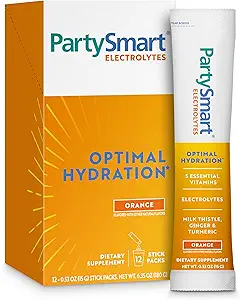 Himalaya PartySmart Orange Elektrolyte Pulver-Packets, 12 Zähler, unterstützt Hydration, Rehydrate mit Natrium & Kalium, Vitamin C & Mehr, Antioxidans Recovery Blend Milk Thistle, Ginger & Turmeric