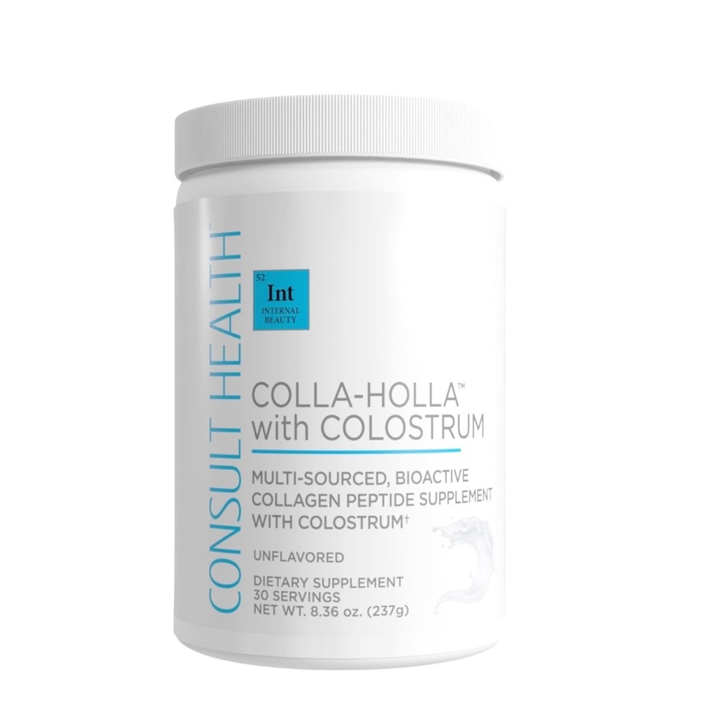 Consult Health Colla Holla- Multi-Sourced Collagen Verisol Protein Pulver mit Colostrum für Hautelastizität, Faltenreduzierung, Gesundes Haar & Gelenk Unterstützung. 8.36 Unze