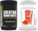 NutraBio Creatine Monohydrate, Unflavored, (500 g) und Clear Whey Protein Isolate, (Watermelon Breeze) Supplement Bundle – Muskelenergie, maximales Wachstum, Erholung und Stärke