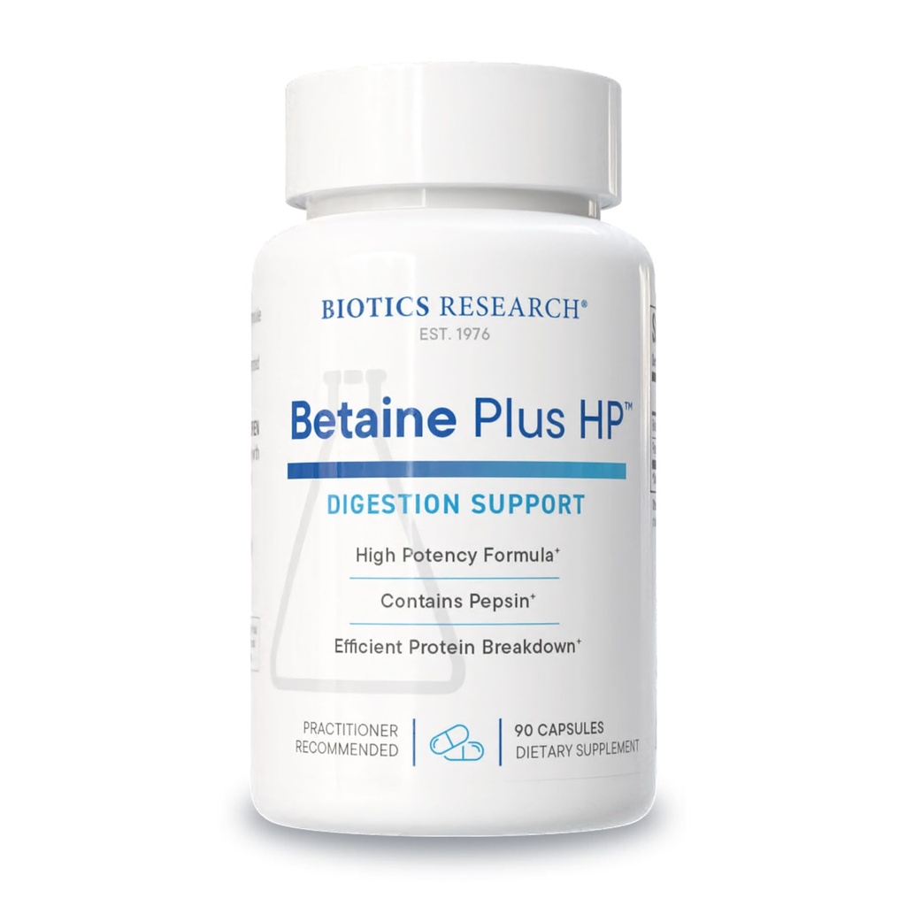 Biotics Research Betaine Plus HP - High Potency Salzsäure Supplement, unterstützt Verdauungsfunktion 90 Kapseln