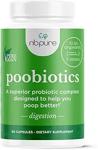 nbpure Poobiotics, Vegan Pre & Probiotics – Gut Health & Microbiome Balance Unterstützung für Männer & Frauen – Unterstützt IBS, Durchfall, Verstopfung, Leaky Gut Relief – Lactobacillus & Bifidobacterium