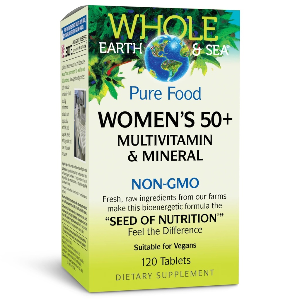 Natürliche Faktoren Ganze Erde und Meer Frauen 50+ Multivitamin & Mineral, 1 Servieren Enthält Ernährung entspricht 1⁄2 lb von Veggies, 120 Tabletten