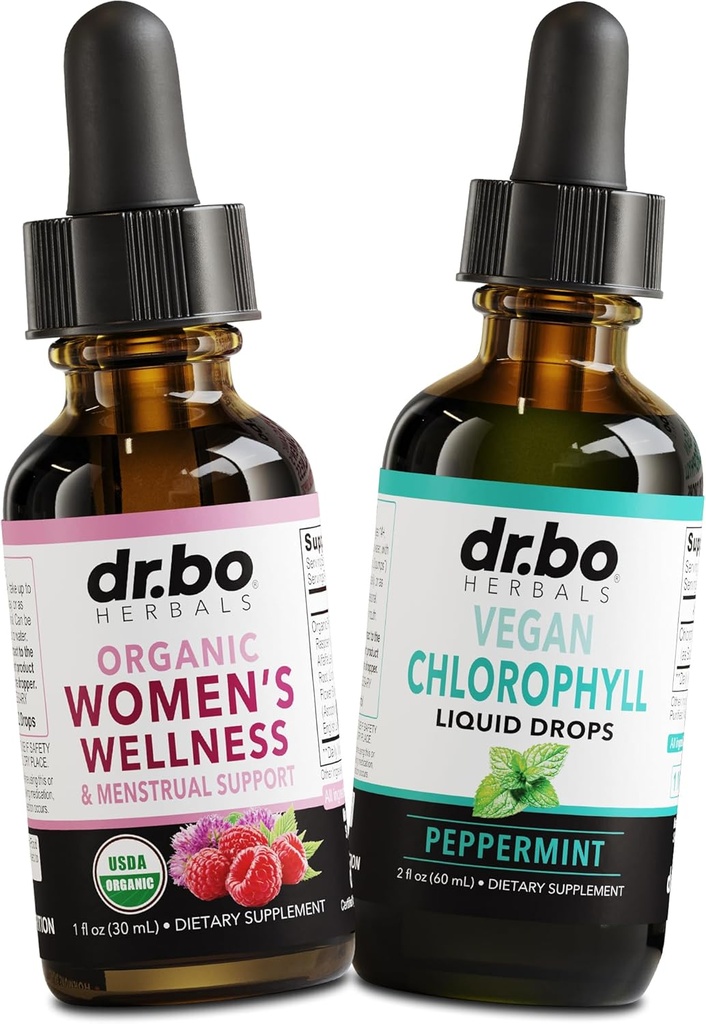 Hormone Balance for Women & Chlorophyll Liquid Drops - Women's Wellness Organic Hormonal Balance Supplements - Vegan Liquid Chlorophyll Drops Odor Cleanse Supplement Internal Deodorant