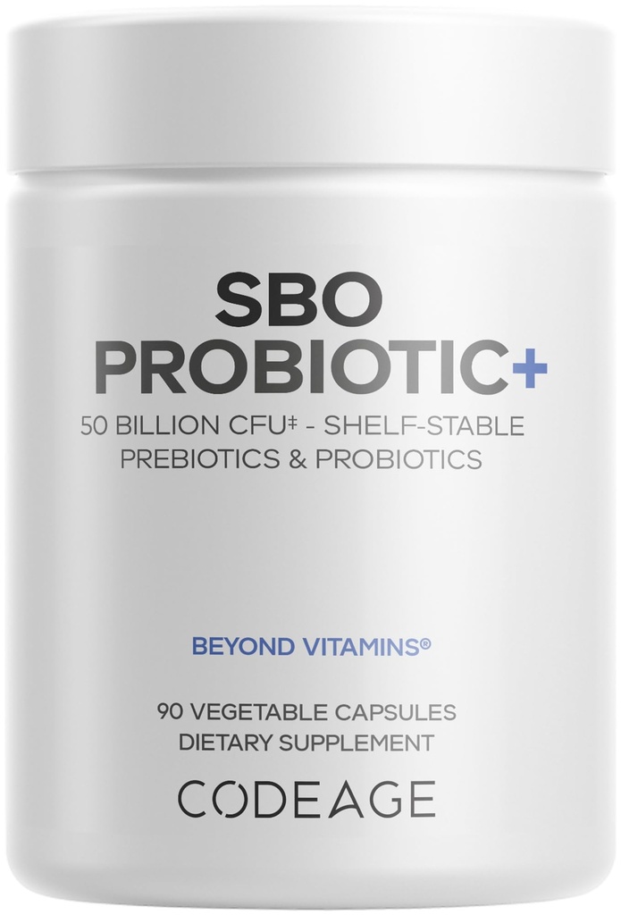Codeage SBO Probiotics, 50 Billion CFUs pro Servieren, Multi Strain Soil basierte Organismen Mischung und Organic Fermented Botanical Blend, Regal-Stable, 90 Kapseln