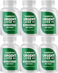 Urgent Liver 911 Herbal Liver Support Supplement Leberreiniger Detox & Repair Formel mit Milchdistel Silymarin Dandelion Root und Artichoke Extrakt für Lebergesundheit, 60 Kapseln (6)