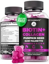 Haarhaut und Nägel 10000mcg Biotin Gummies & Collagen Gummies - Biotin Vitamine für Haarwachstum Kürbiskernöl, Sägepalmeextrakt & Vitamine A B6 C D E - Biotin und Kollagen Supplements